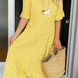 Maria - ELEGANTNÍ MIDI ŠATY S KRÁTKÝMI RUKÁVY PRO ŽENY