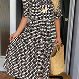 Maria - ELEGANTNÍ MIDI ŠATY S KRÁTKÝMI RUKÁVY PRO ŽENY