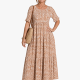 Maria - ELEGANTNÍ MIDI ŠATY S KRÁTKÝMI RUKÁVY PRO ŽENY