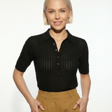 Amy Hladký Pletený Polo Top