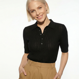 Amy Hladký Pletený Polo Top